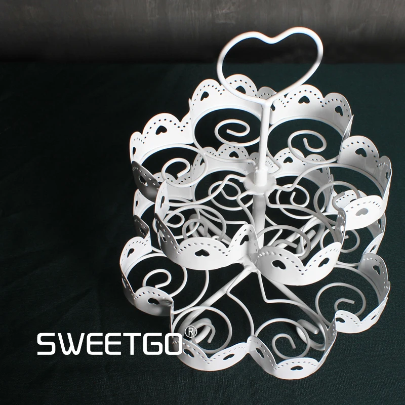 Cake Wedding IRON Heart Tray White Hollow Out Lace Dessert Frame | Дом и сад