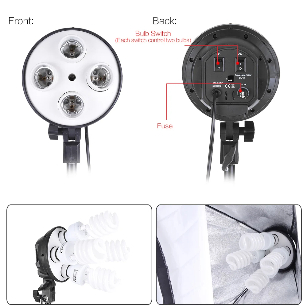 Набор для студийной видеосъемки Andoer аксессуары освещения лампа 45 Вт 4 в 1 софтбокс