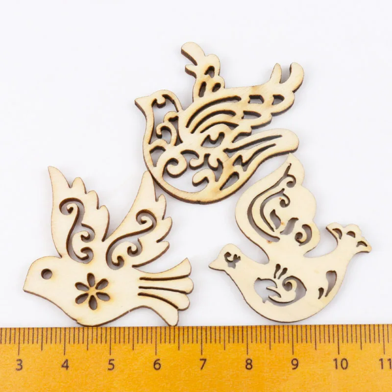 

Mix Wooden Bird Pattern Scrapbooking Art Collection Craft For Handmade Accessory Sewing Home Decoration 31x33mm 20pcs