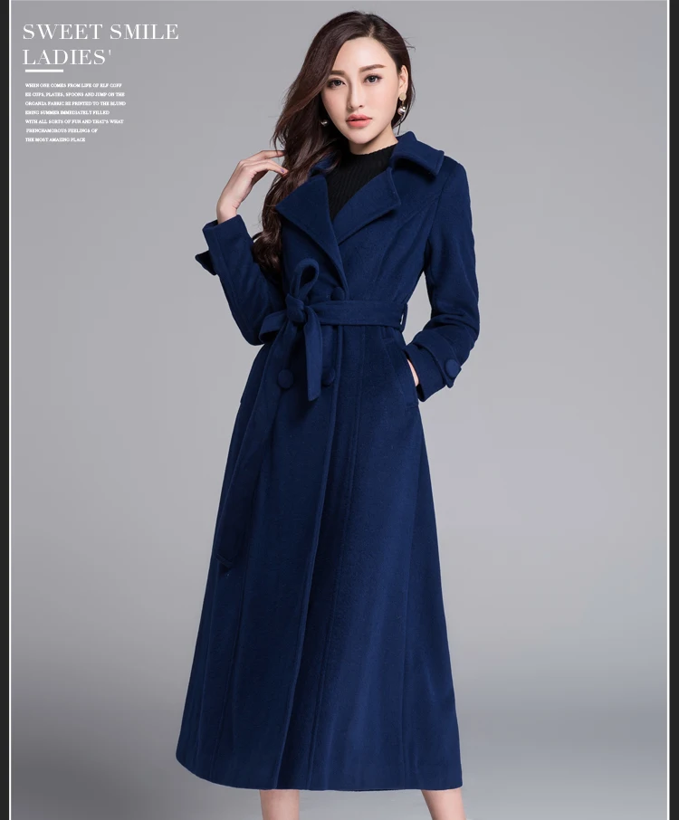 Женский шерстяной Тренч, зимняя двубортная куртка с длинным рукавом Manteau Femme