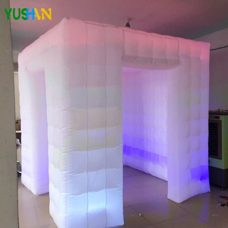 

Nice inflatable photo booth Party backdrop With RGB LED Strip & Curtain Logo free Print Inflatable Enclosure Tent Sales
