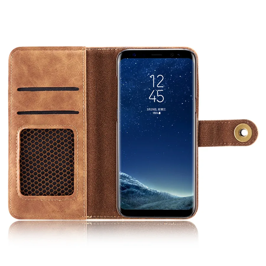 Чехол 2 в 1 в ретро-стиле с магнитными отделениями для samsung Galaxy S10, S9, S8 Plus, S10e, S7 Edge, Note 8, 9, с отделениями для карт, откидной кожаный чехол