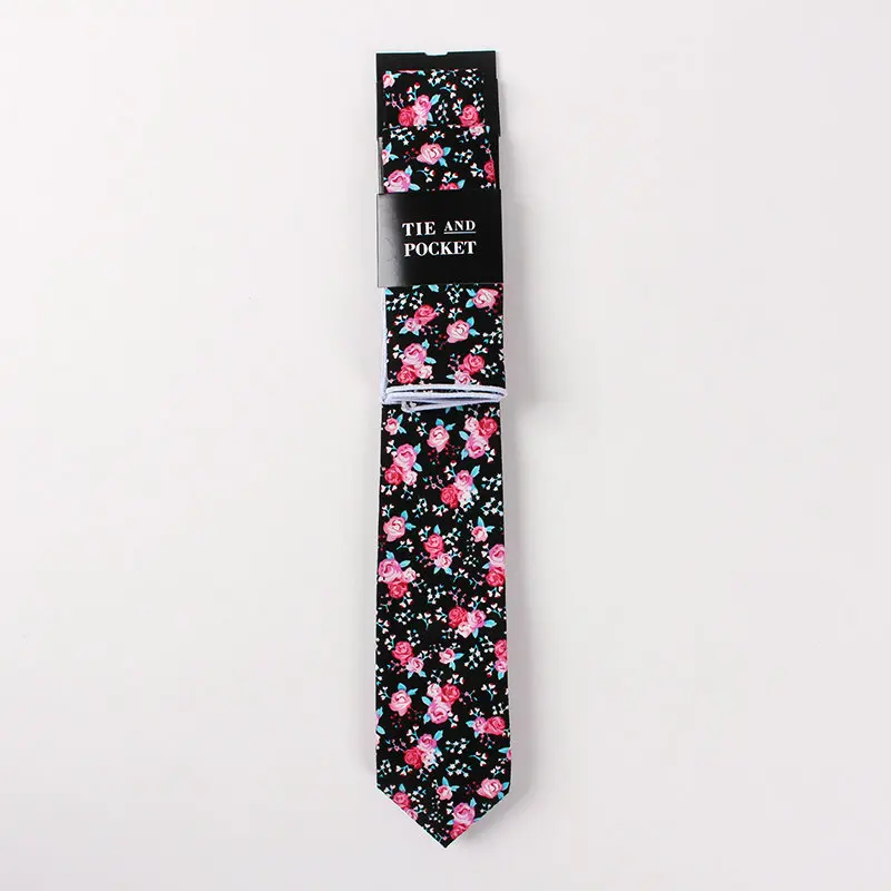 CT045A Хлопок мужской галстук с модным принтом галстук+ Pocket Square Set 6,5 см Галстук Hanky шеи галстуки комплект 42 стиль подарок к празднику Gravata тонкий - Цвет: CT045A