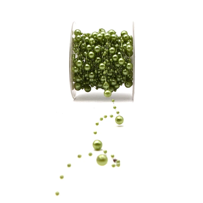 Green-500 5 м/15 м леска искусственная цепочка с жемчужными бусинами гирлянда цветы Свадебная вечеринка украшения невесты головные Уборы много цветов - Цвет: Green-500
