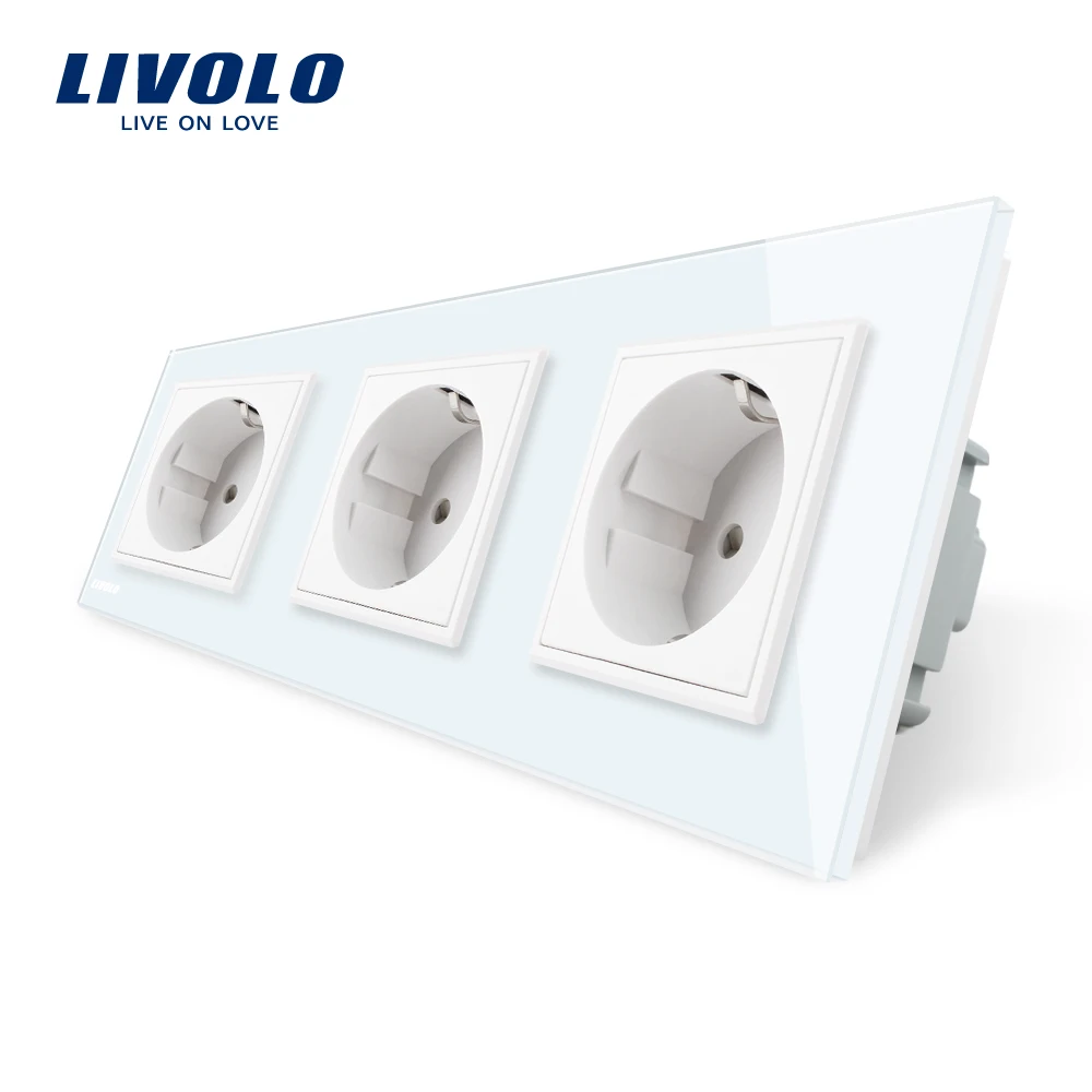 Новинка белая панель для розеток Livolo из хрустального стекла многофункциональная