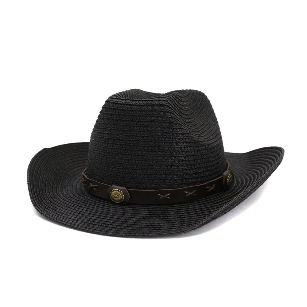 BUTTERMERE Hat Cowboy Mens Panama Hat Summer Beach Straw Hat Black Women Casual Hat New Arrival Cowboy Cap