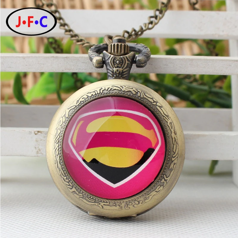 Кварцевые карманные часы подросток Супермен шаблон патч студентов по всему миру