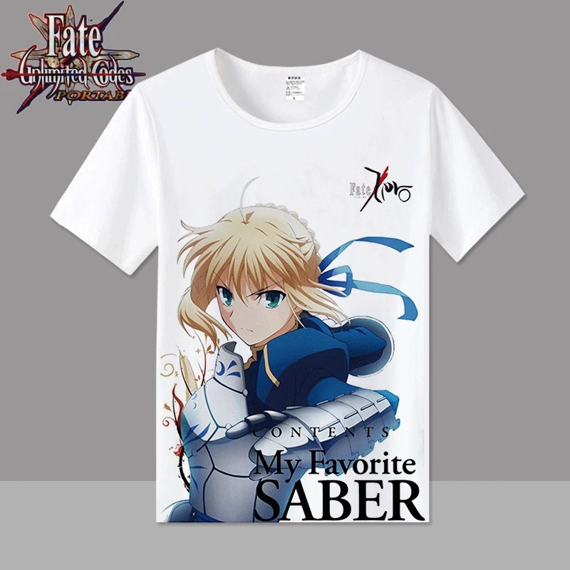 Новые хлопковые футболки для косплея Fate/stay night Saber Arturia женщин Студенческая