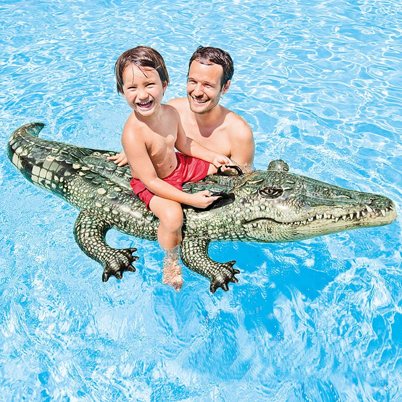 Летний детский надувной бассейн плавать крокодил ездить на игрушки для купания