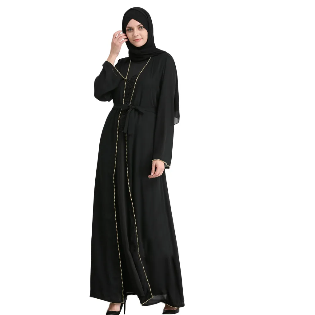 

Muslim Summer Hot Rrilling Beading Fashion Beading Embroidered Loose Robes a0318