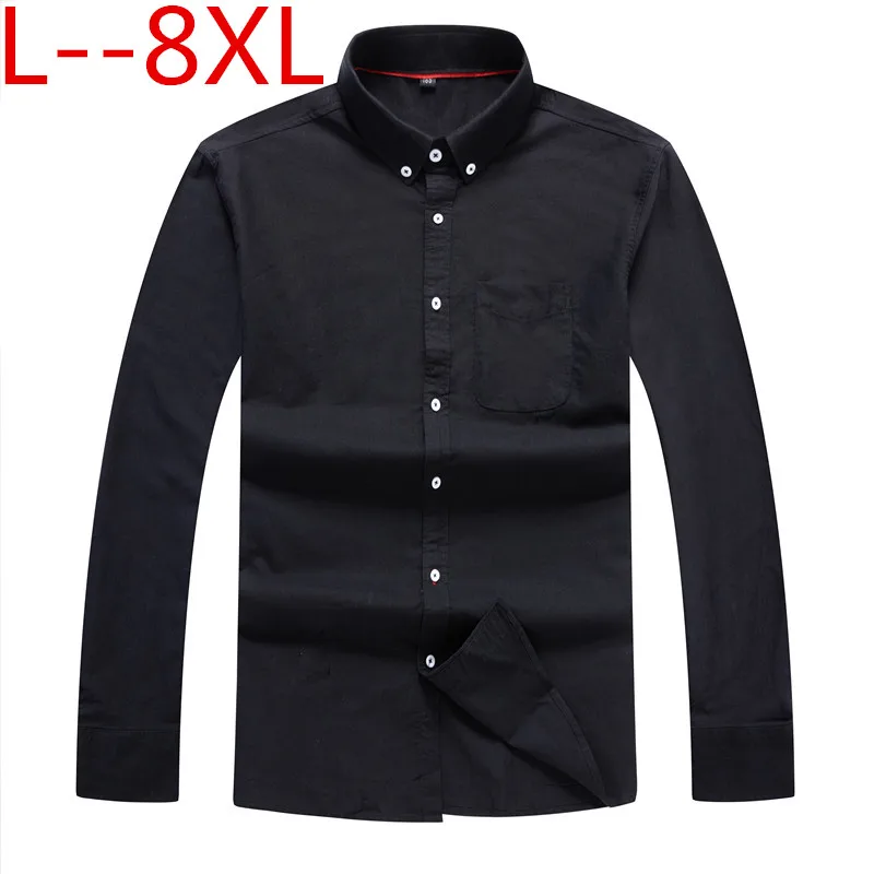 Рубашка мужская однотонная с длинным рукавом хлопок деловой стиль 10XL 8XL 6XL 5XL |