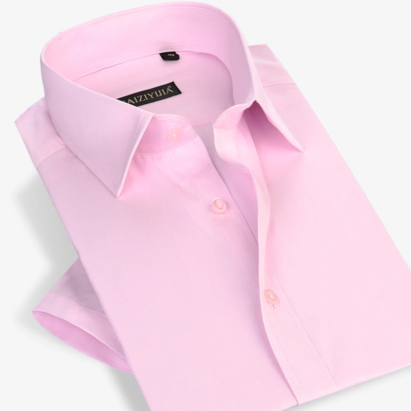 Модная деловая Мужская рубашка с коротким рукавом известный бренд белые розовые