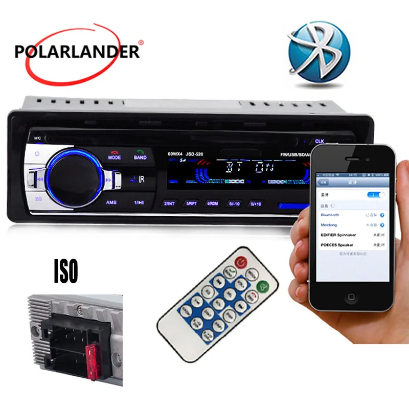 Jsd 520 12V стерео Bluetooth FM Радио MP3 аудио плеер USB/SD порт автомобильное радио In Dash 1 DIN