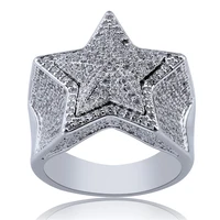 omyfun silver color lucky star ring hip hop men ring hiphop bling jewelry cz iced pave rings fashion party jewelry free shipping
