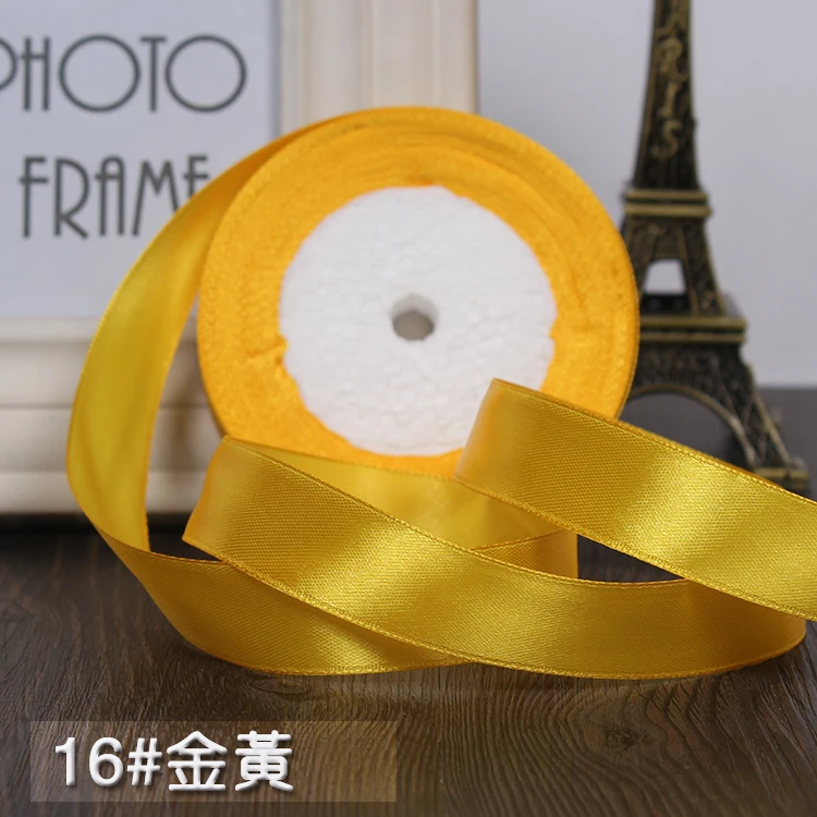 golden Новинка 20 мм(3/") Шампанское Свадебные шелковые атласные ленты подарочная упаковочная лента diy декоративная лента для творчества аксессуары 25 ярдов/лот DIY - Цвет: golden
