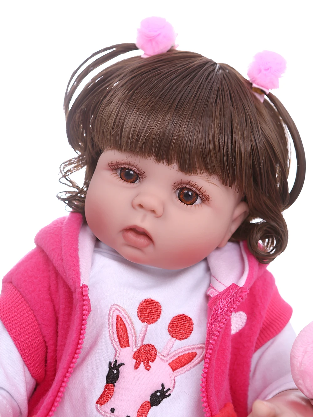 NPK 48 см кукла bebe reborn малышка девочка в розовом платье все тело Мягкий силикон