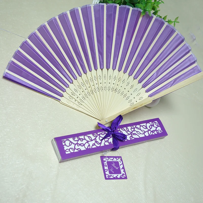 100 шт. персонализированный роскошный Шелковый веер в элегантной подарочной