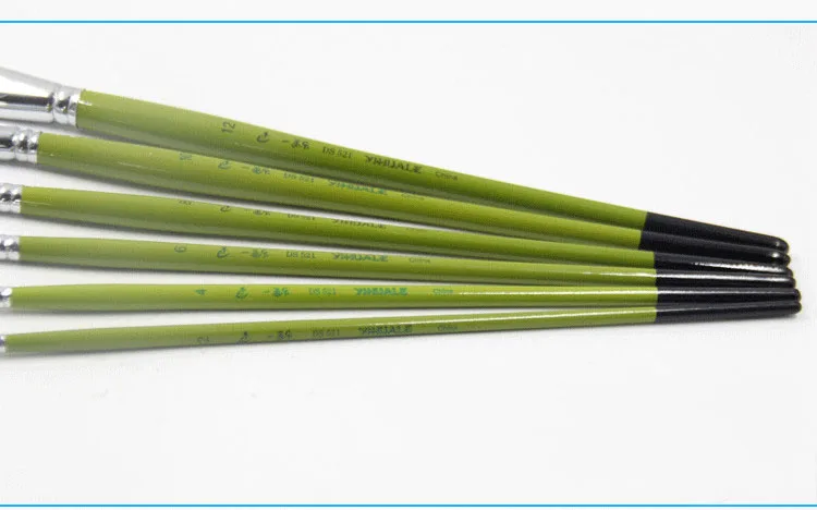 6 шт./компл. набор кистей из свежей зеленой березы для рисования акварелью и