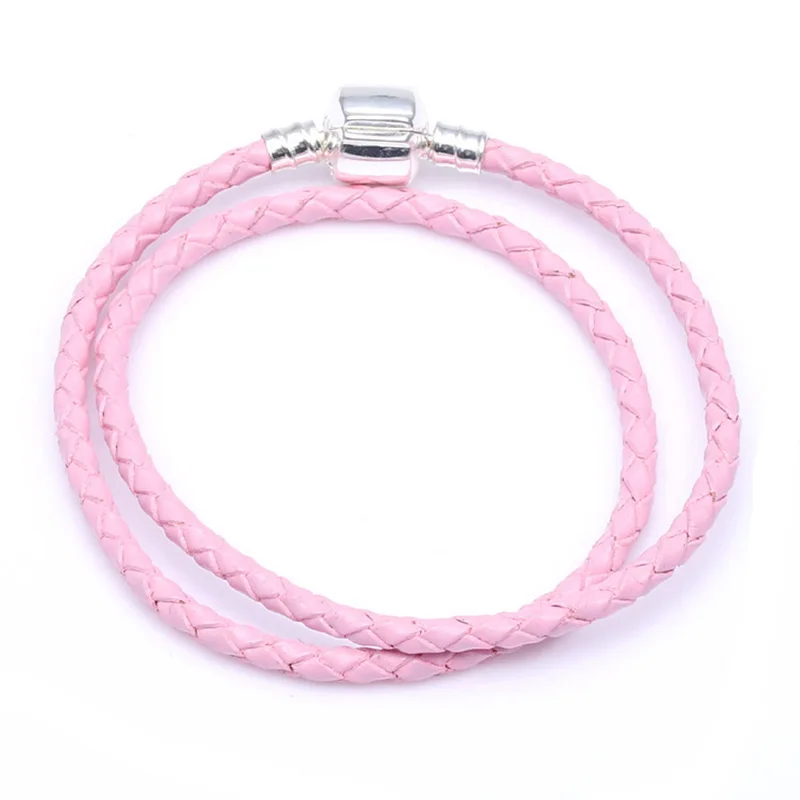 Pink Boosbiy, Прямая поставка, высокое качество, кожаные браслеты с подвесками для женщин, подходят для оригинального бренда, Браслет-талисман из бусинок, сделай сам, ювелирное изделие, подарок - Окраска металла: Pink
