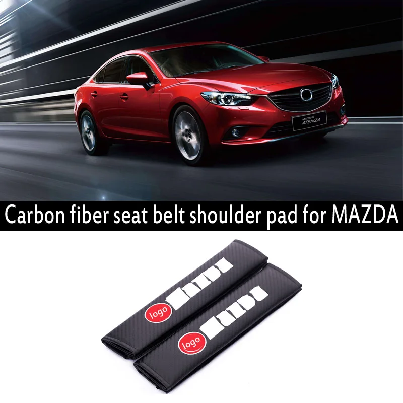 for mazda Вышитая эмблема автомобиля из углеродного волокна Чехол для ремня безопасности Наплечная Накладка для toyota honda nissan mazda mitsubishi suzuki аксессуары - Название цвета: for mazda