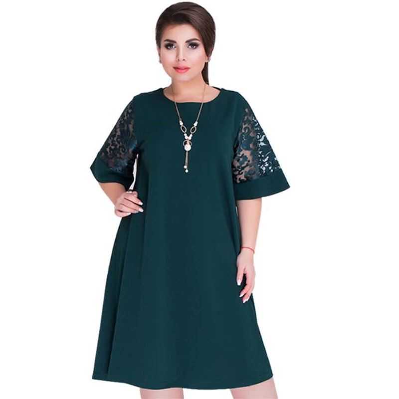 Летние платья больших размеров 5XL 6XL 2018 кружевное лоскутное свободвечерние
