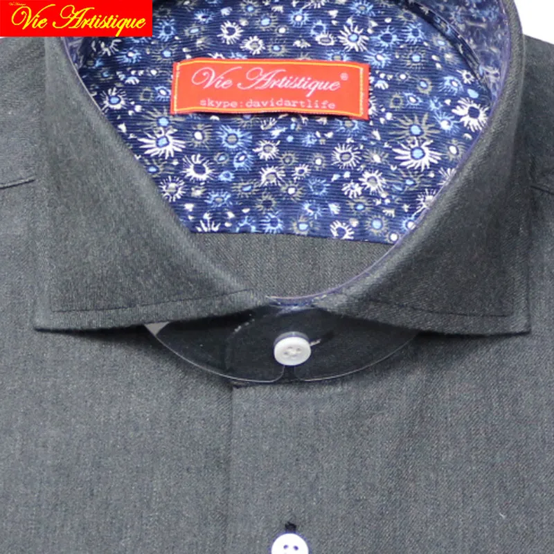 Мужская Фланелевая деловая рубашка с длинным рукавом серая Повседневная