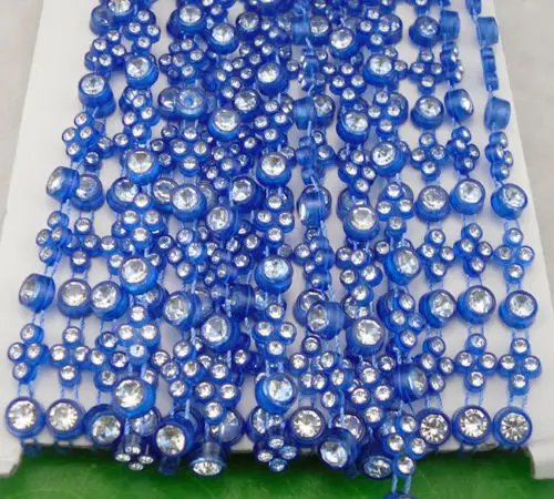 rhombus round clear glass crystal rhinestones banding plastic cup setting clothing bag applique wedding decorations 10yards #23 | Дом и сад