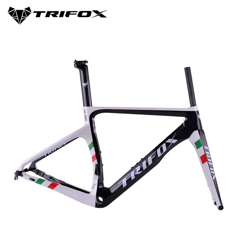 White red green TRIFOX карбоновая рама для шоссейного велосипеда, дисковые тормоза Di2, механический 3K вал ковша, карбоновое волокно для шоссейного велосипеда BB68, велосипедная Рама для велосипеда - Цвет: White red green