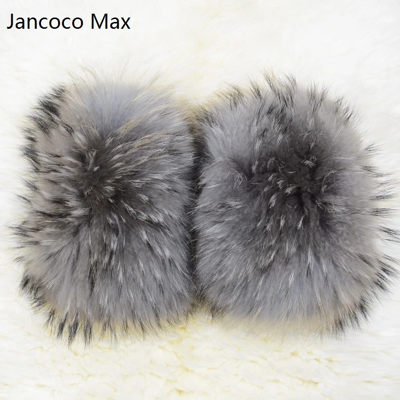 Jancoco Max Женские манжеты с натуральным мехом енота кольцо для курток мода S1405|real