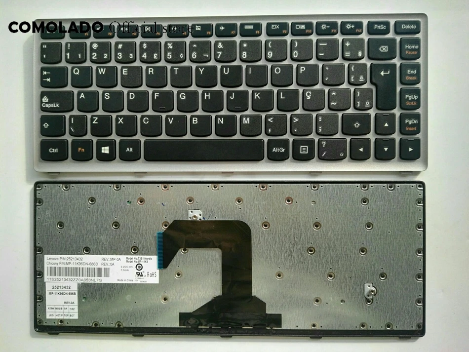 BR бразильская клавиатура для Lenovo Ideapad S300 S400 S400U S400T S405 с Серебристая оправа