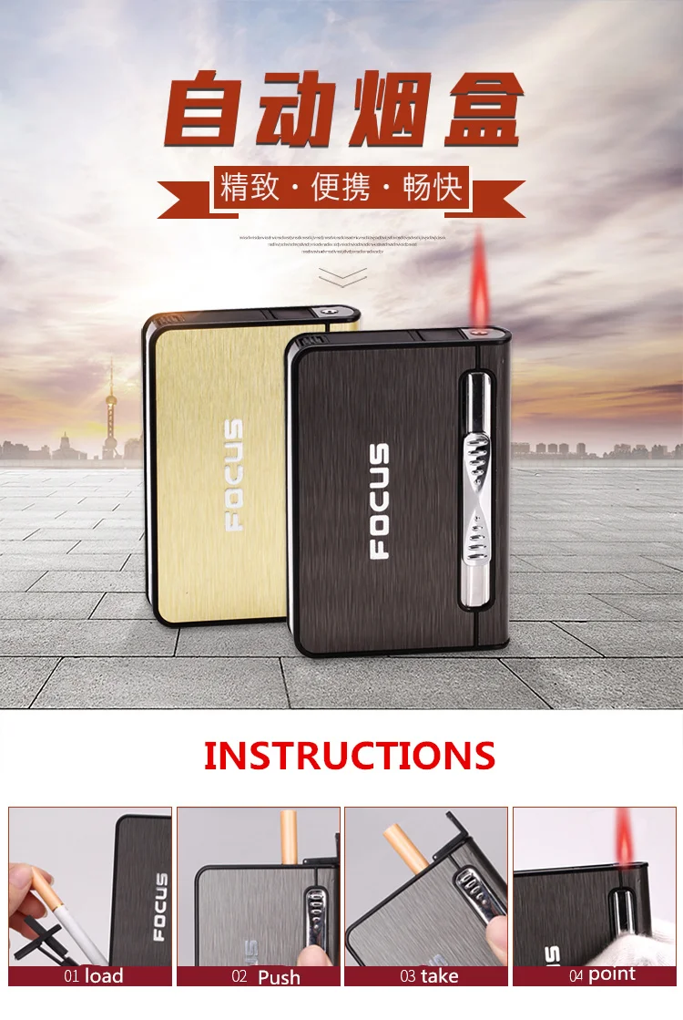 Фокус Автоматическая сигарета чехол Портативный ветрозащитный Llighter для того с керосиновая Зажигалка 10 шт. мундштук чехол зажигалка