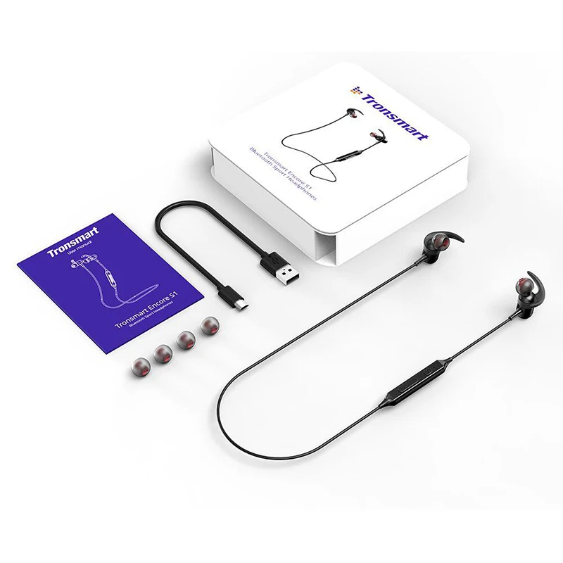 Магнитные bluetooth-наушники Tronsmart Encore S1 со встроенным микрофоном, время воспроизведения до 10 часов