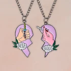 Половина сердца лучшие бутоны кулон ожерелья друзья ювелирные изделия 2 шт.компл. черное ожерелье-цепь день рождения память подарок для лучших друзей