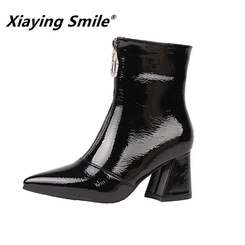 Женские ботильоны с острым носком Xiaying Smile модные однотонные повседневные