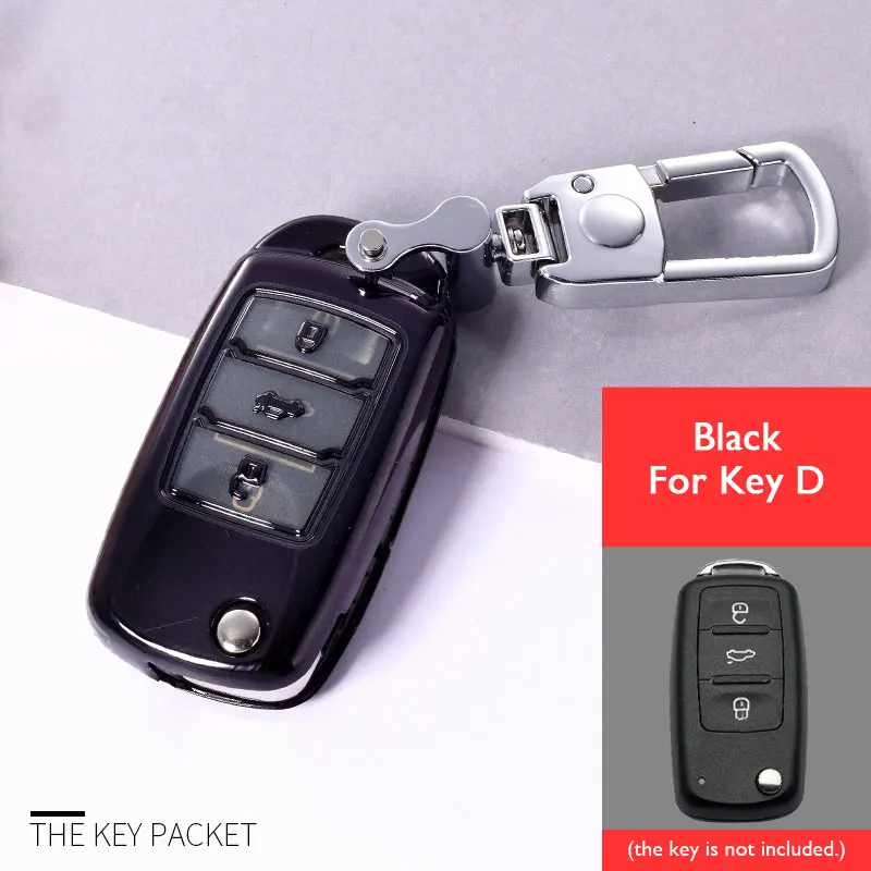 Key D- Black ТПУ чехол для ключей для VW Golf 4 5 6 7 Passat B6 B7 B8 Polo Skoda Octavia A7 A5 сиденье Leon Altea чехол для ключа - Название цвета: Key D- Black