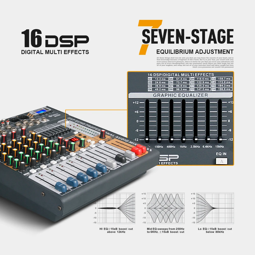 Debra аудио чистый звук! Pro EVA-6 6 каналов аудио микшер dj consoler с 48 В фантомное питание USB Bluetooth для записи сцены
