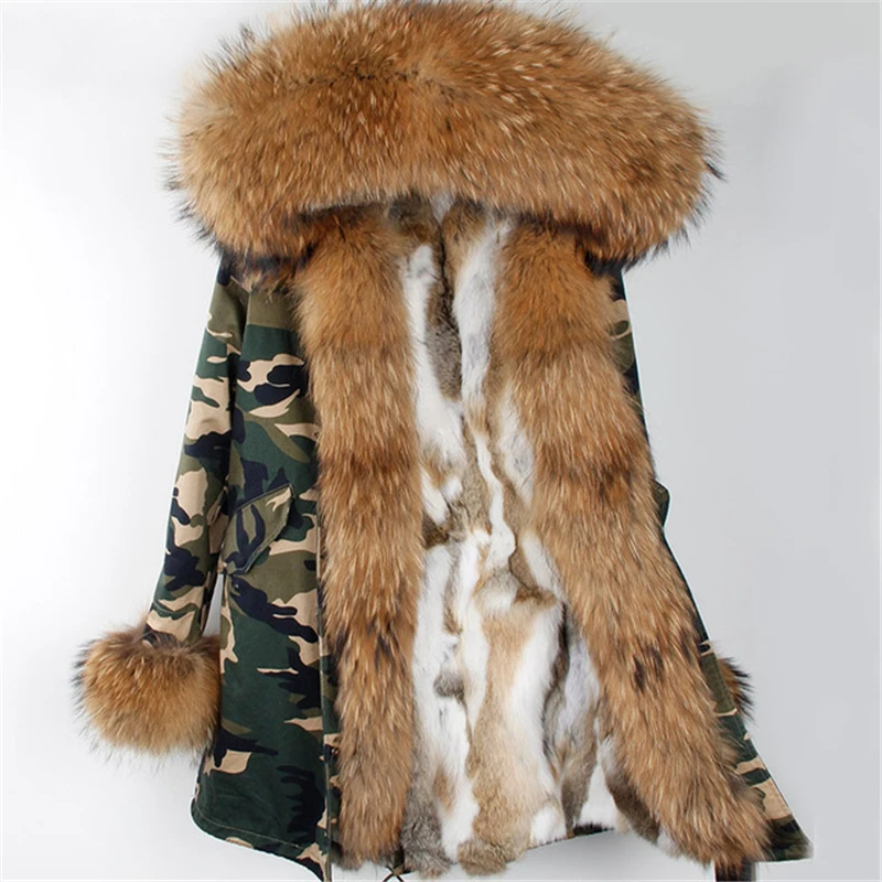 OFTBUY, новинка, парка, натуральный мех, пальто, зимняя куртка для женщин, натуральный мех енота, воротник, теплый, толстый, мех кролика, подкладка, парки, отстегивающиеся