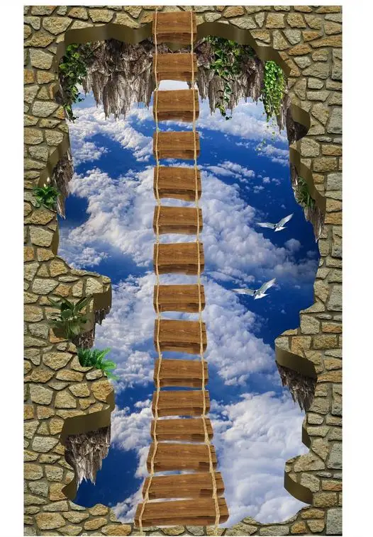 3d обои для пола гостиной деревянная дорожка на небо самоклеящийся 3D Пол ПВХ