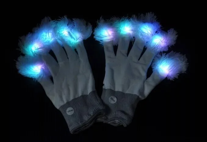 

200 pairs/lot LED Gloves Flashing Multicolor Led Optical Fiber Magic Gloves Light Gloves for Event Party