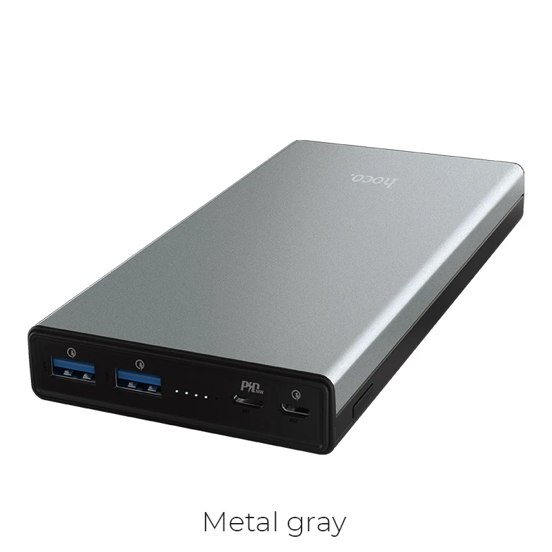 HOCO 30000 мАч Внешний аккумулятор 18 Вт PD usb type C Quick Charge 3,0 power Bank 30000 мАч 3,0 FCP внешний аккумулятор зарядное устройство для Xiaomi - Цвет: Gray