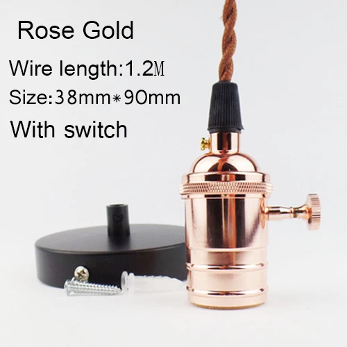 Rose Gold Винтажный подвесной светильник с выключателем Цоколь E27 Бар/кафе/витрина светильник ing DIY золото/розовое золото ретро подвесной светильник Эдисона - Цвет корпуса: Rose Gold