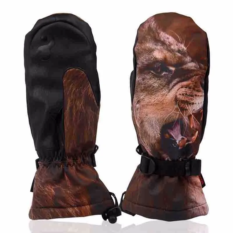 Мужские лыжные перчатки для сноуборда с рисунком льва уличные спортивные зимние