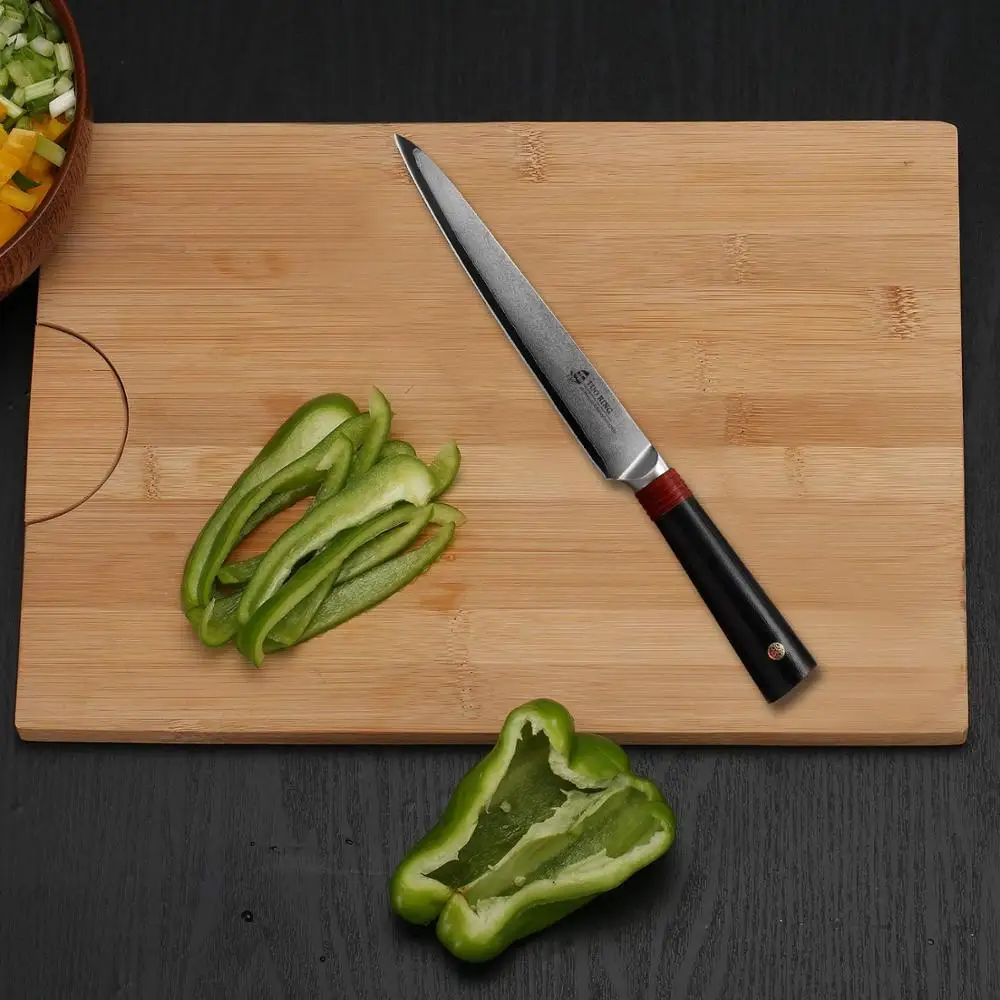 TUO Cutlery Utility Knife - Japanese AUS-10 Damascus Steel Kitchen Non-slip Ergonomic G10 Handle Dishwasher Proof 6'' | Дом и сад