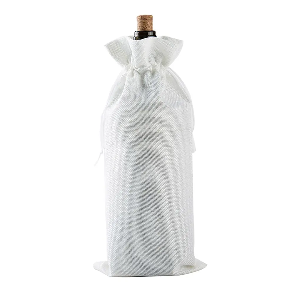 white Крышка для бутылки с красным вином мешок с кулиской, из джута мешок упаковки стола украшения подарок - Цвет: white