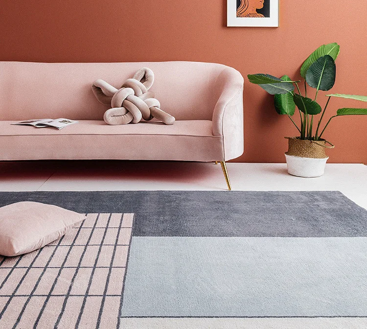 

Ins French chic Denmark Living room Parlor Carpet geometric stripe bedside Rug bohemia GEOMETRY Modern Mat design Nordic style