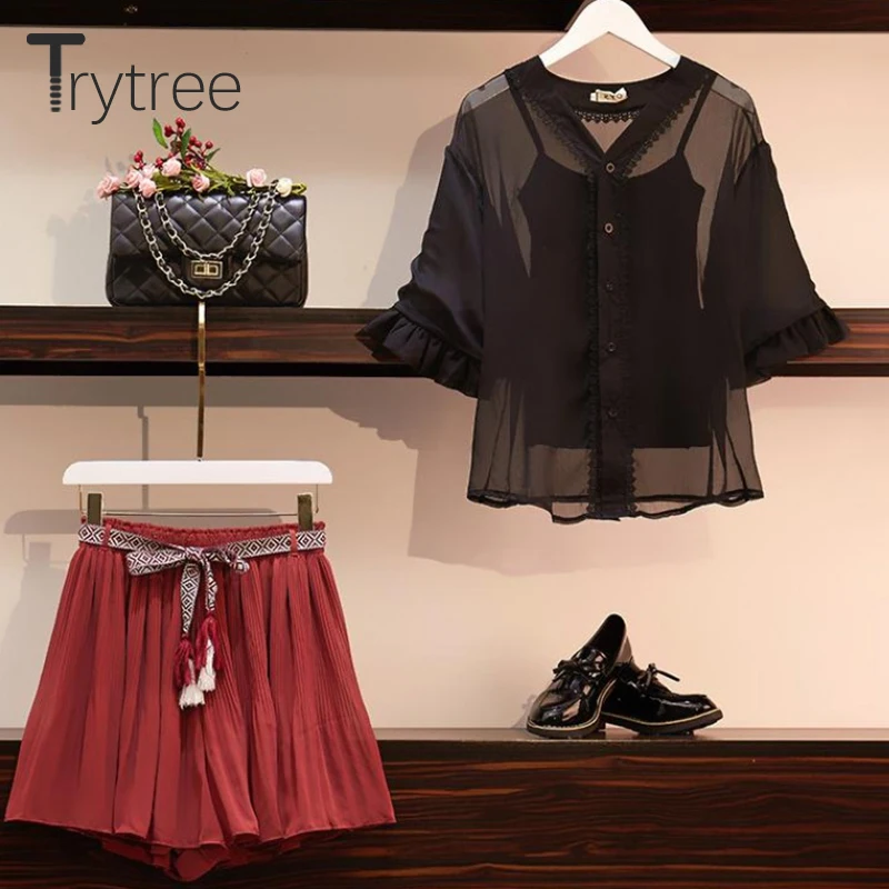 Trytree женский летний комплект из трех предметов повседневный однобортный топ и