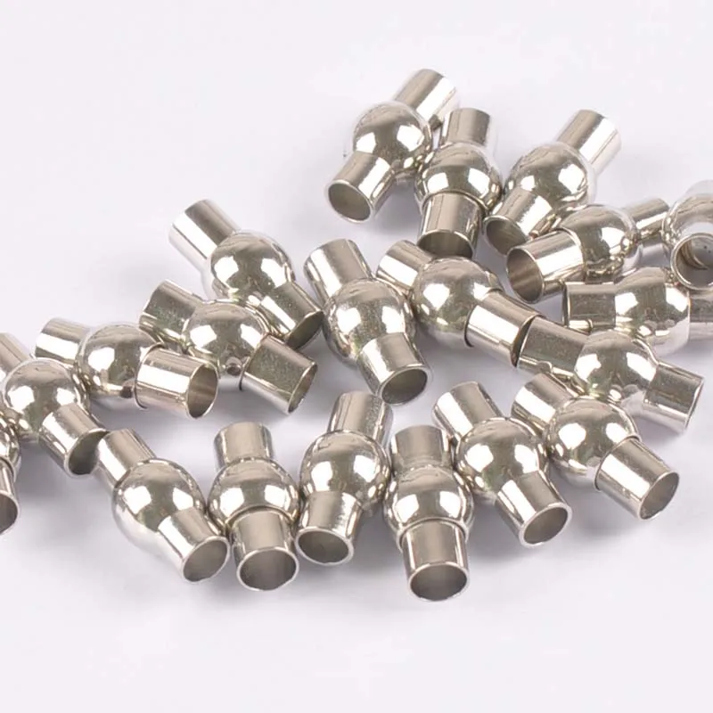 5 комплектов серебряных крепких круглых магнитных застежек подходит для 3-7 мм