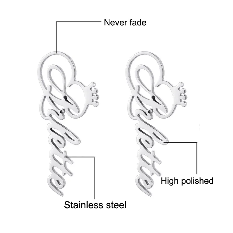 Crown Stud Earrings Personalize Name Earring For Women Stainless Steel Customize Letter Piercing Christmas Gift |