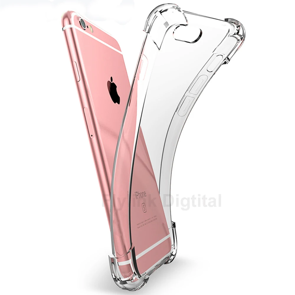 Мягкий ударопрочный чехол из ТПУ для iPhone 5 6 7 8 Plus X прозрачный силиконовый с полным