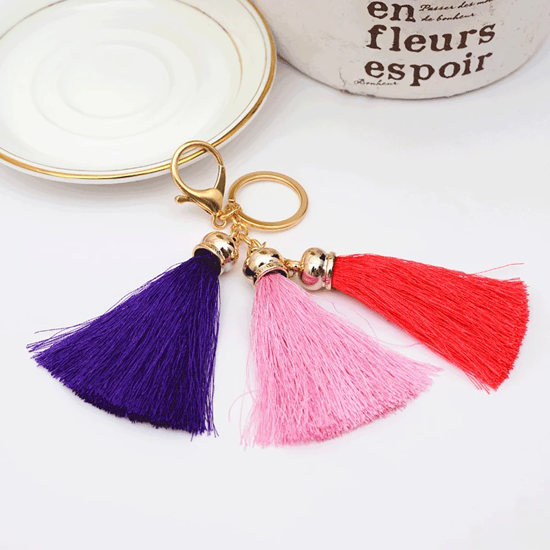 Модный 3 ледяной Шелковый автомобильный брелок с кисточками для женщин и мужчин